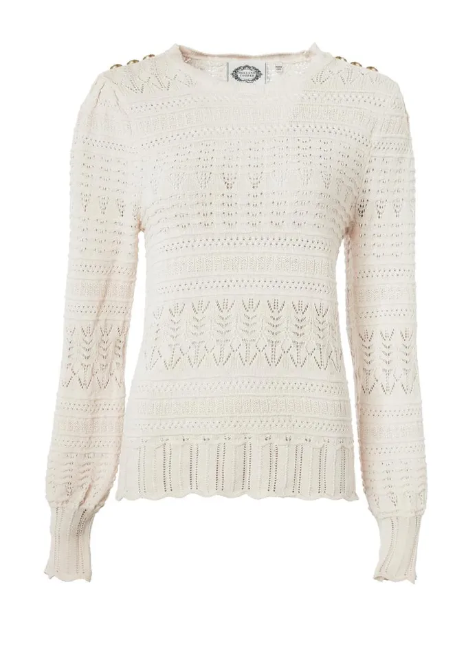 Women Knitwear Holland Cooper Kelsie Pointelle Knit Almond Women Knitwear Holland Cooper Kelsie Pointelle Knit Almond