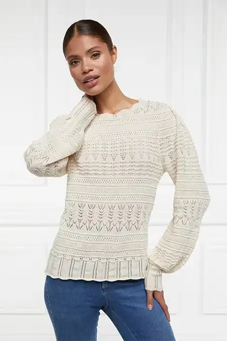 Women Knitwear Holland Cooper Kelsie Pointelle Knit Almond Women Knitwear Holland Cooper Kelsie Pointelle Knit Almond