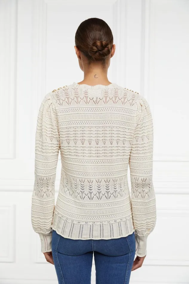 Women Knitwear Holland Cooper Kelsie Pointelle Knit Almond Women Knitwear Holland Cooper Kelsie Pointelle Knit Almond