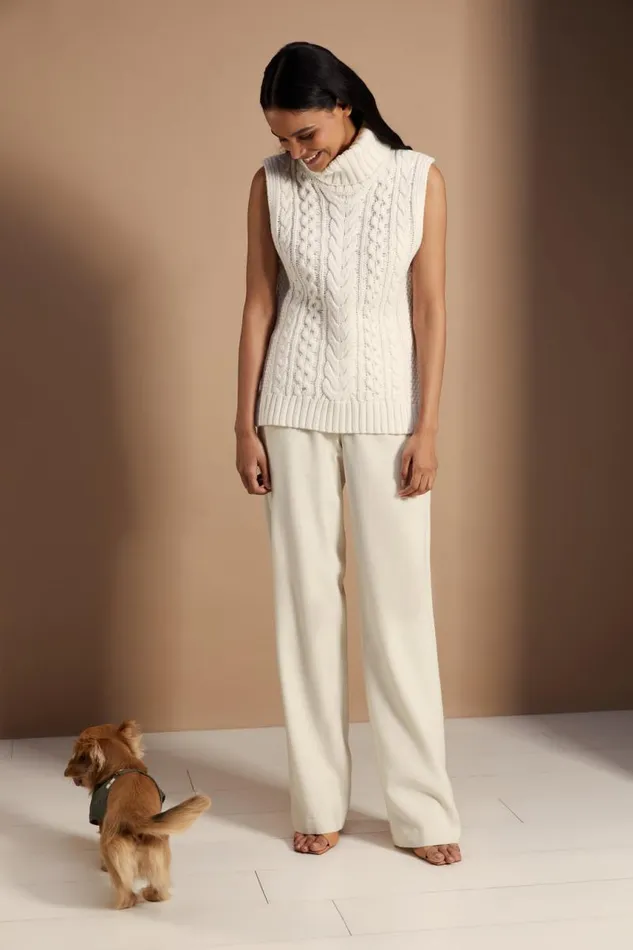 Women Knitwear Holland Cooper Sleeveless Knit Natural Women Knitwear Holland Cooper Sleeveless Knit Natural