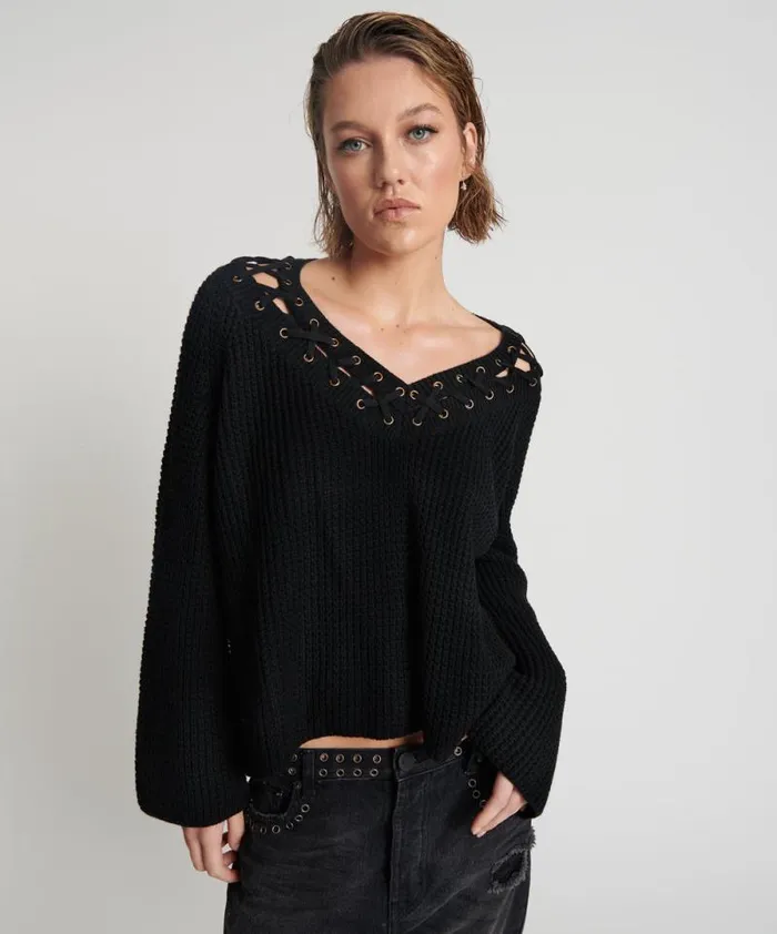 Women LACED UP KNIT SWEATER One Teaspoon Knitwear Women LACED UP KNIT SWEATER One Teaspoon Knitwear