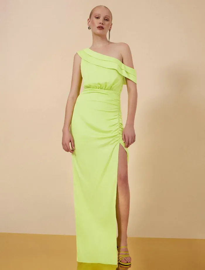 Women Layla Draped Shoulder Gown Evening Primrose BCBG Dresses