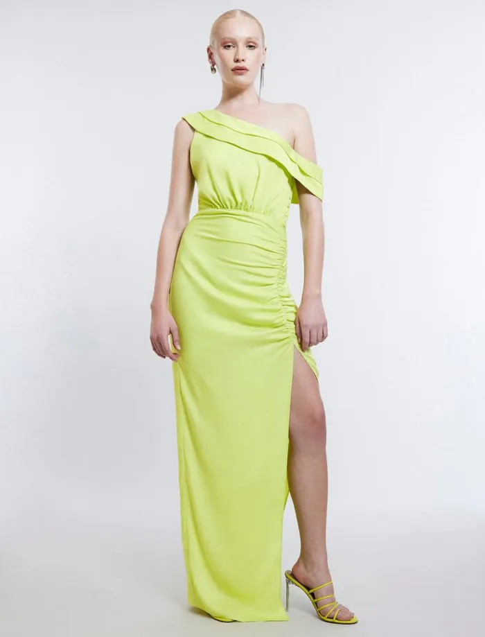 Women Layla Draped Shoulder Gown Evening Primrose BCBG Dresses Women Layla Draped Shoulder Gown Evening Primrose BCBG Dresses