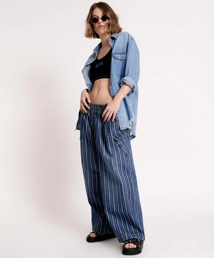Women LE STRIPE PARACHUTE PANTS One Teaspoon Bottoms