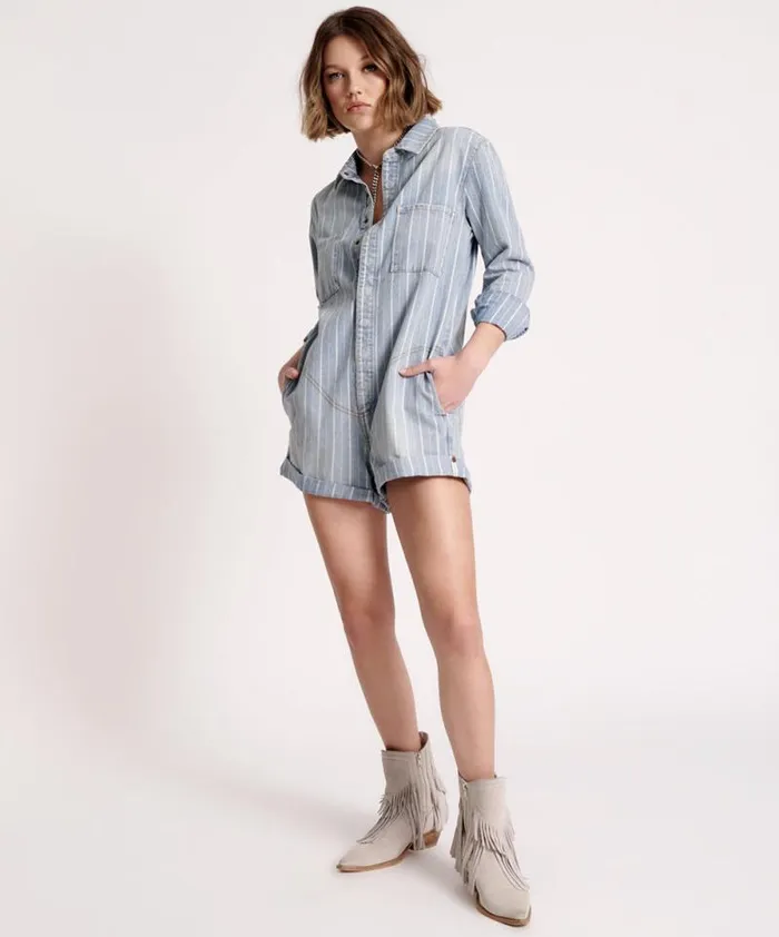 Women LE STRIPE PROPHECY JUMPSUIT One Teaspoon Denim Jumpsuits