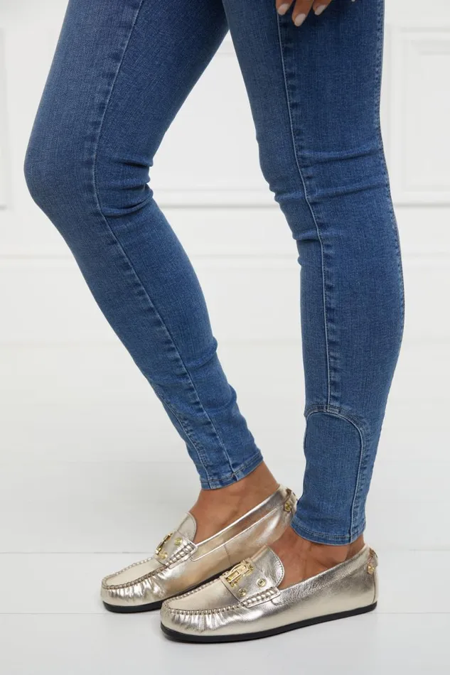 Women Loafers Holland Cooper The Driving Loafer Gold Women Loafers Holland Cooper The Driving Loafer Gold