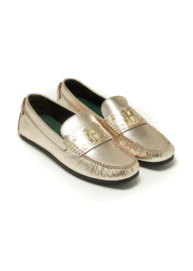 Women Loafers Holland Cooper The Driving Loafer Gold Women Loafers Holland Cooper The Driving Loafer Gold