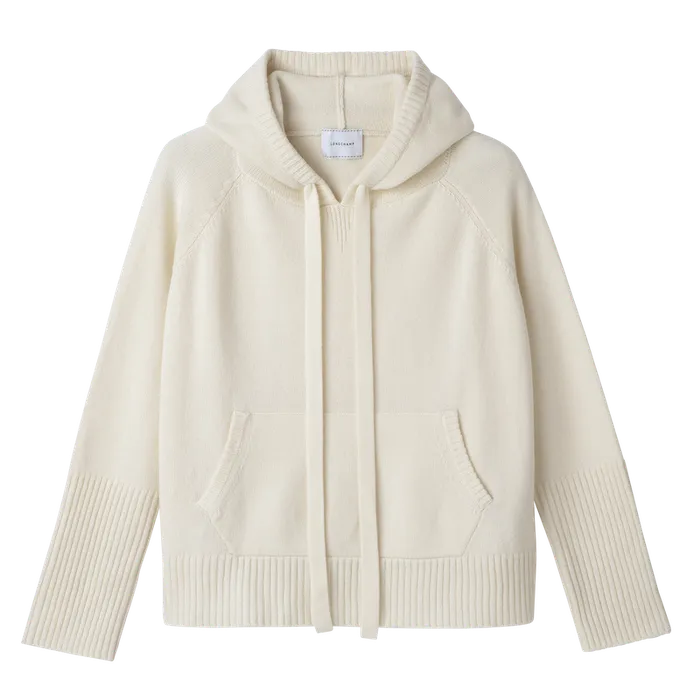 Women Longchamp Hoodie jumper Ecru KnitwearTops and Blouses