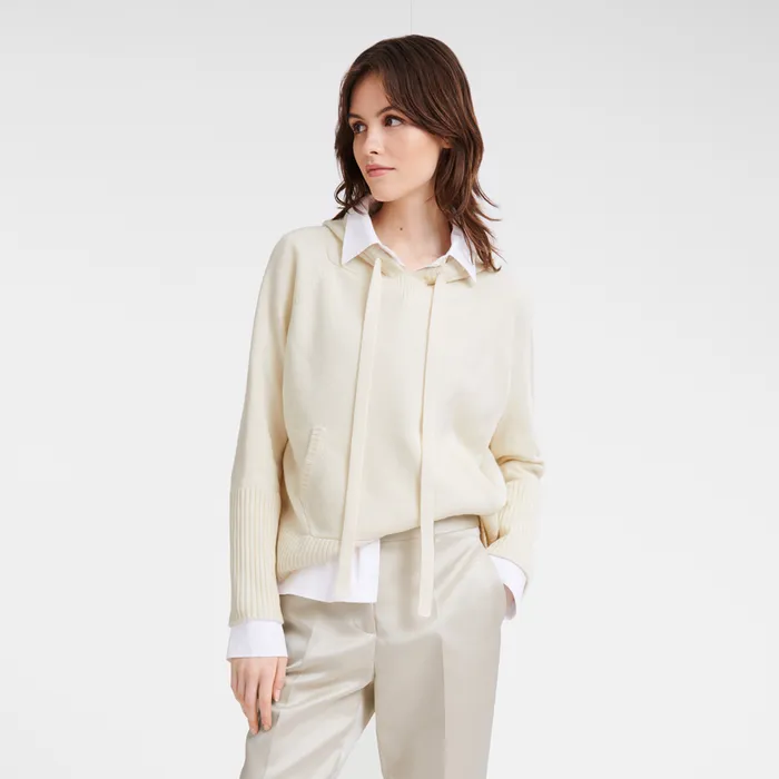 Women Longchamp Hoodie jumper Ecru KnitwearTops and Blouses Women Longchamp Hoodie jumper Ecru KnitwearTops and Blouses
