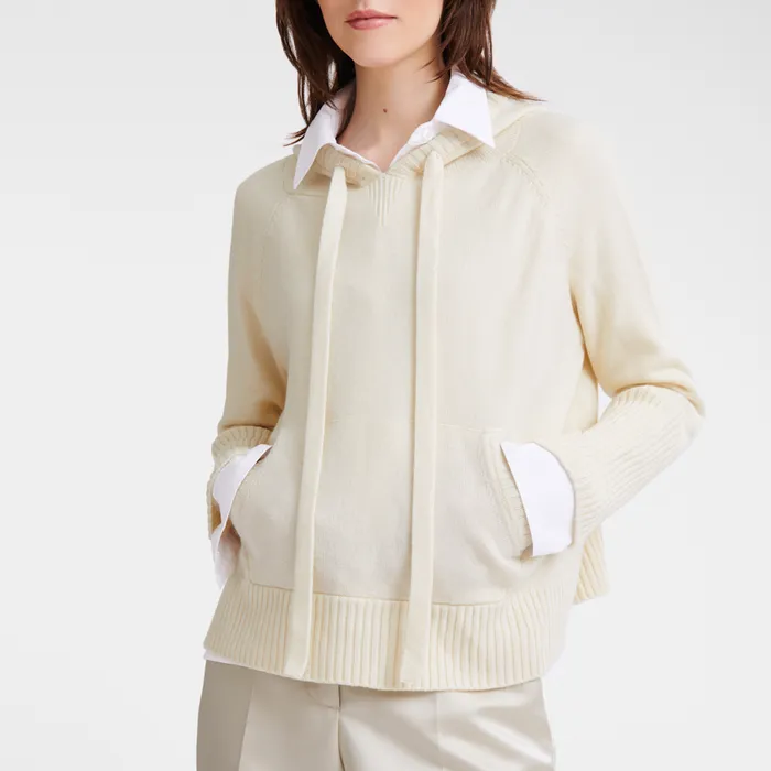 Women Longchamp Hoodie jumper Ecru KnitwearTops and Blouses Women Longchamp Hoodie jumper Ecru KnitwearTops and Blouses