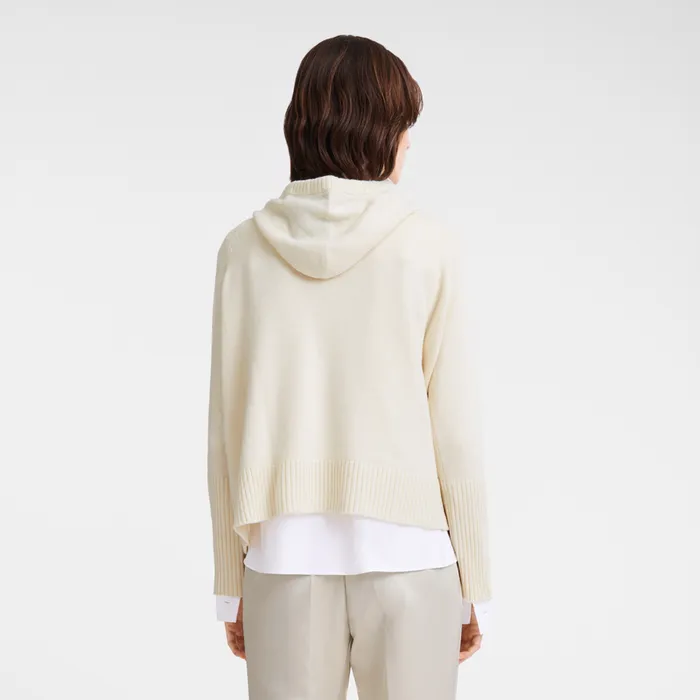 Women Longchamp Hoodie jumper Ecru KnitwearTops and Blouses Women Longchamp Hoodie jumper Ecru KnitwearTops and Blouses