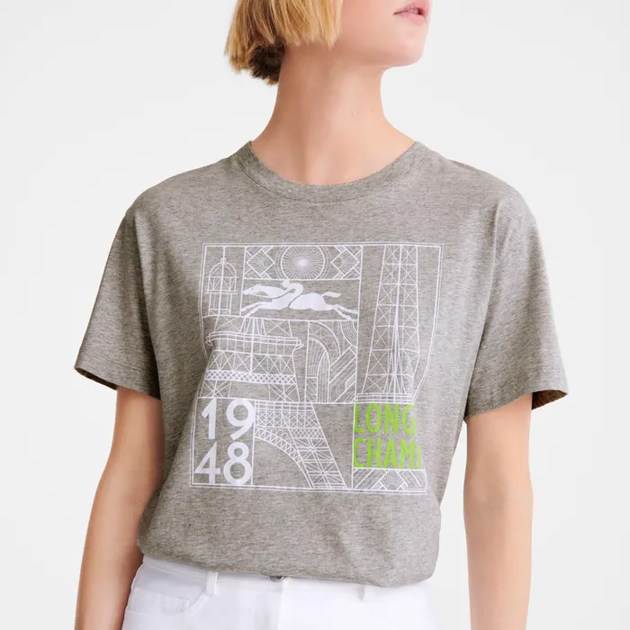 Women Longchamp Tshirt Grey Tops and Blouses Women Longchamp Tshirt Grey Tops and Blouses