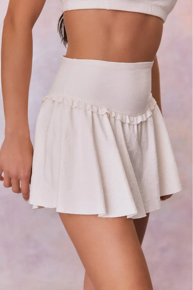 Women LoveShackFancy Active Vanina Bow Print Active Skort Cloud Dancer