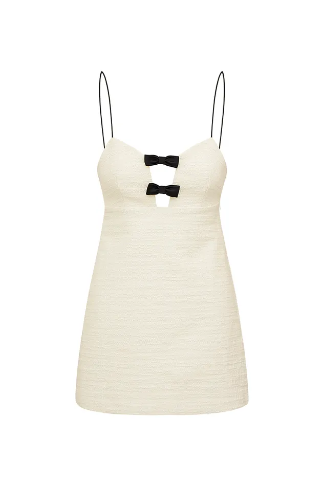 Women LoveShackFancy Dresses Adelaide Tweed Mini Dress Cream Women LoveShackFancy Dresses Adelaide Tweed Mini Dress Cream