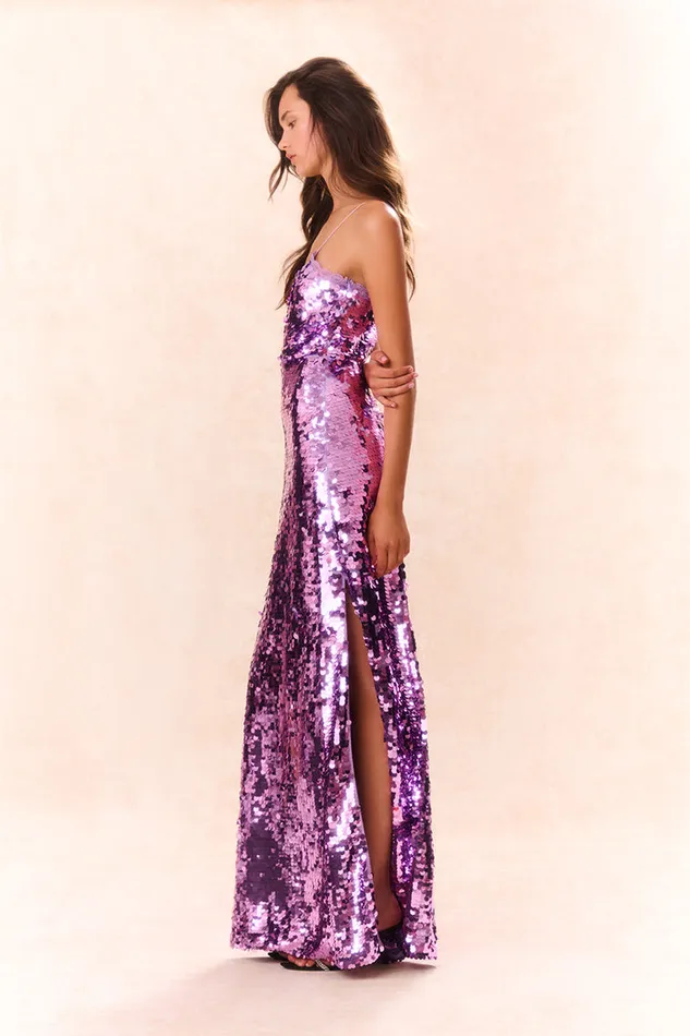 Women LoveShackFancy Dresses Anora Sequin Gown Bright Orchid