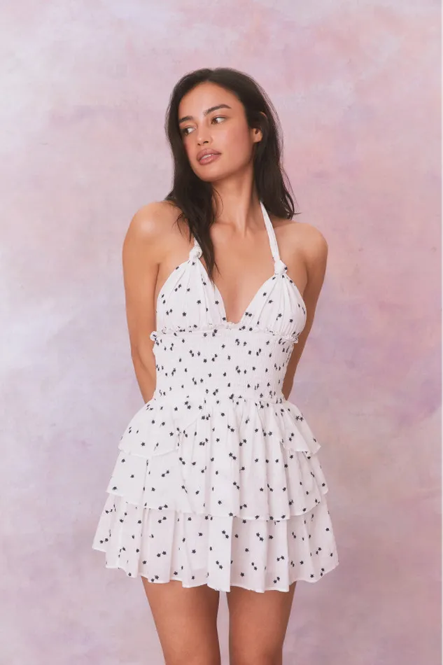 Women LoveShackFancy Dresses Deanna Star Print Cotton Halter Mini Dress Ivory Starlight Women LoveShackFancy Dresses Deanna Star Print Cotton Halter Mini Dress Ivory Starlight
