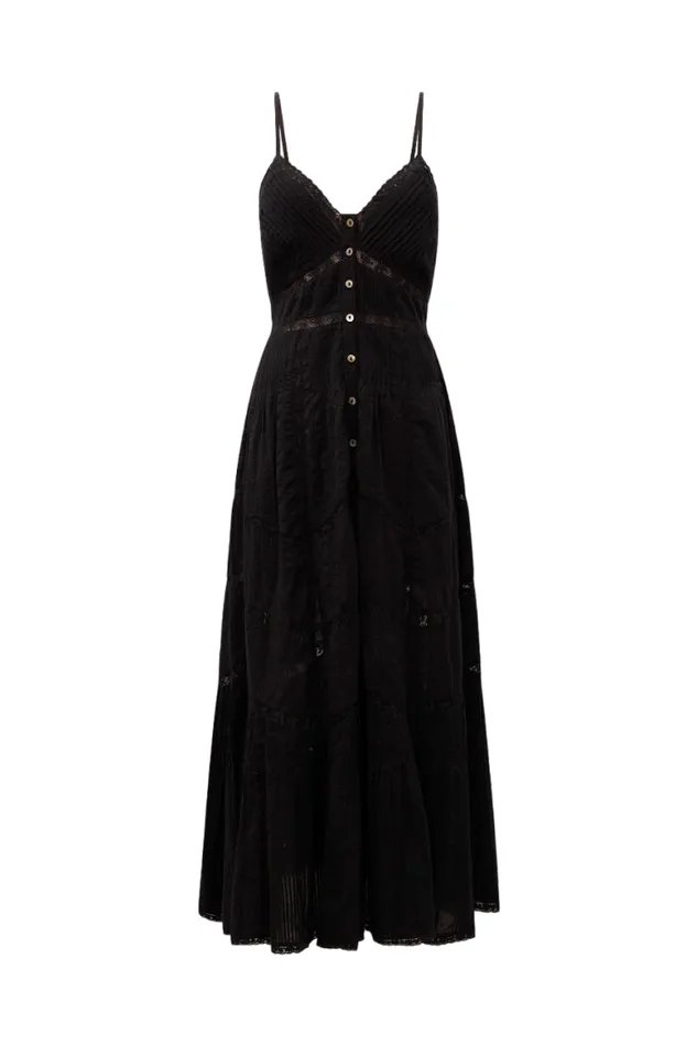 Women LoveShackFancy Dresses Esilda Cotton Midi Dress Black