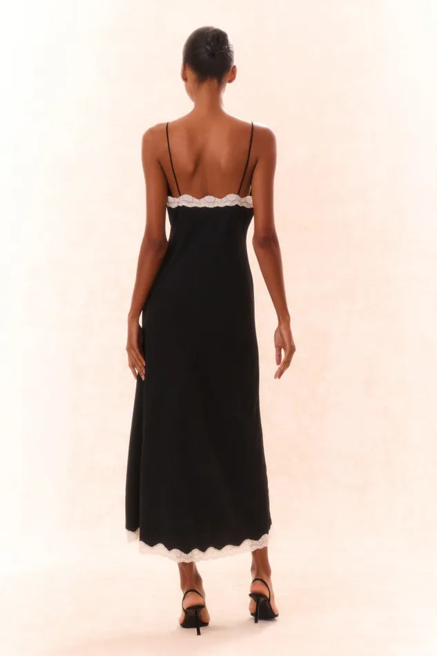 Women LoveShackFancy Dresses Manuela Bow Slip Maxi Dress Black