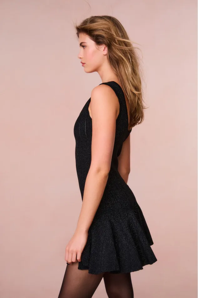 Women LoveShackFancy Dresses Maryanne Metallic Knit Mini Dress Black