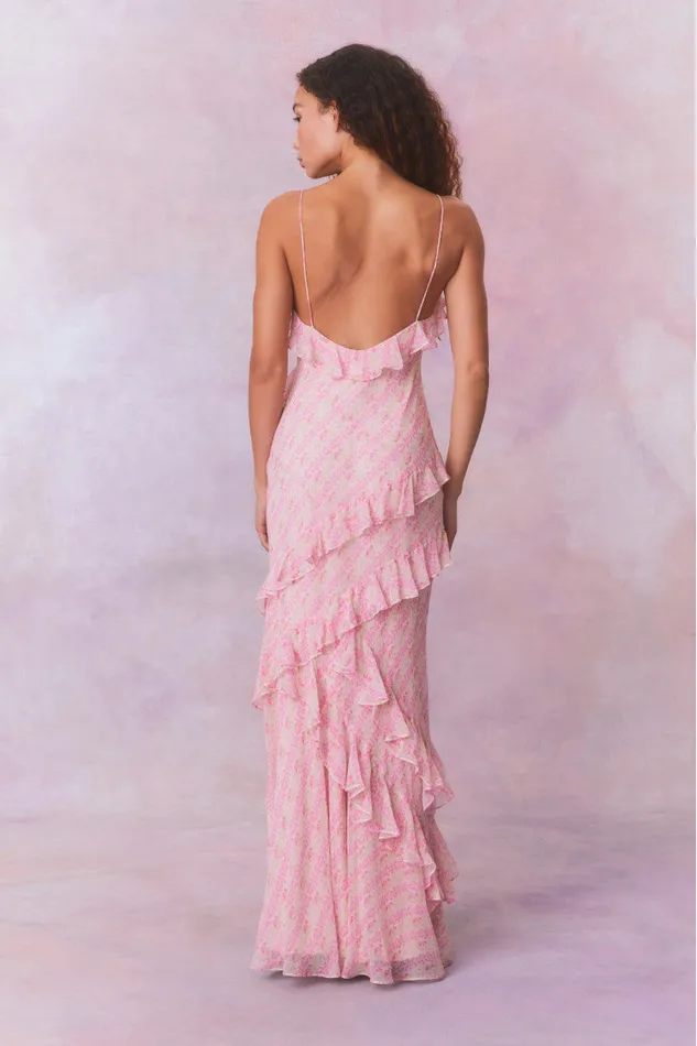 Women LoveShackFancy Dresses Rialto Fragrance Print Maxi Dress Strawberry Macaroon