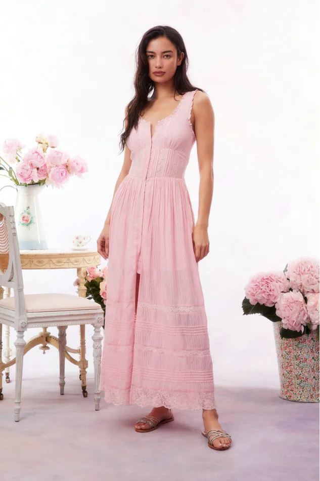 Women LoveShackFancy Dresses Santelle Cotton Maxi Dress Cherry Pink
