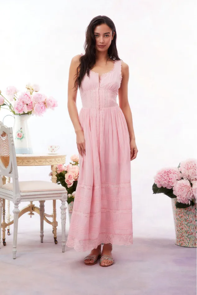 Women LoveShackFancy Dresses Santelle Cotton Maxi Dress Cherry Pink