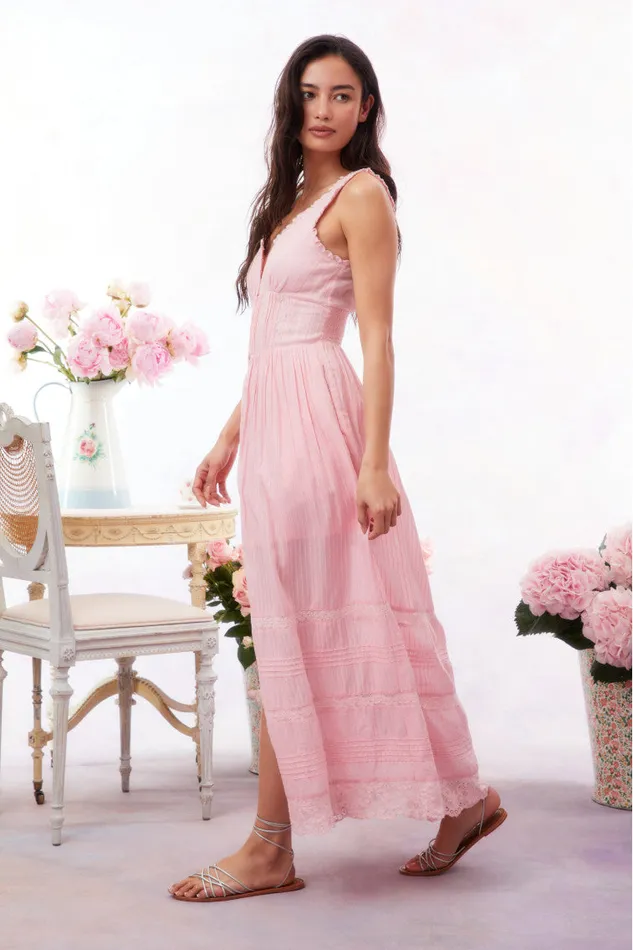 Women LoveShackFancy Dresses Santelle Cotton Maxi Dress Cherry Pink