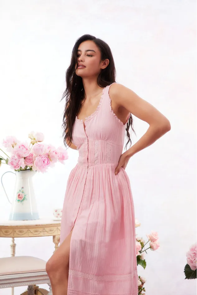 Women LoveShackFancy Dresses Santelle Cotton Maxi Dress Cherry Pink