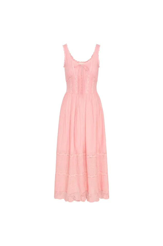 Women LoveShackFancy Dresses Santelle Cotton Maxi Dress Cherry Pink