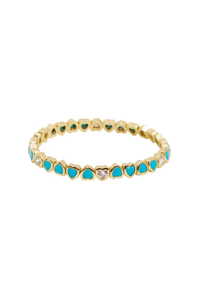 Women LoveShackFancy Jewelry Erin Wachs Small Heart Stretch Bracelet Blue