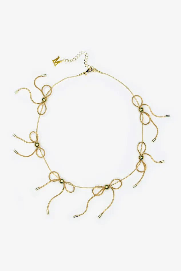 Women LoveShackFancy Jewelry Marland Backus Gold Bow Necklace Gold