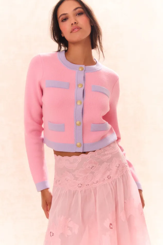 Women LoveShackFancy Sweaters Elif Cardigan Peony Cloud