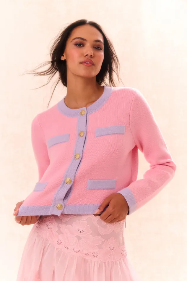 Women LoveShackFancy Sweaters Elif Cardigan Peony Cloud