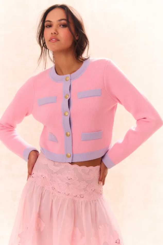 Women LoveShackFancy Sweaters Elif Cardigan Peony Cloud