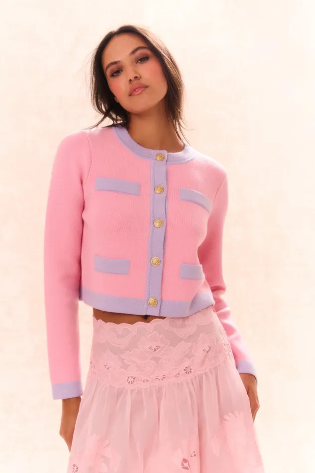 Women LoveShackFancy Sweaters Elif Cardigan Peony Cloud