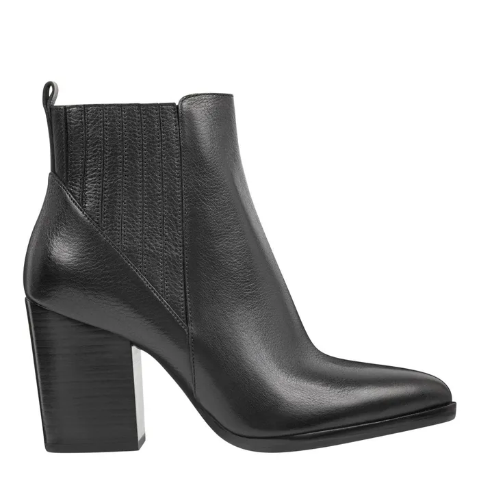 Women Marc Fisher Booties Alva Pointy Toe Bootie Black Leather