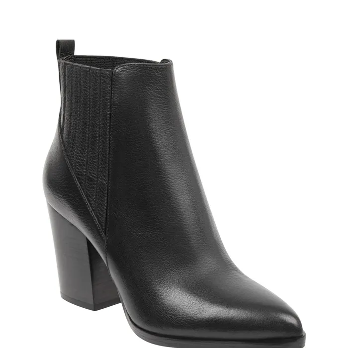 Women Marc Fisher Booties Alva Pointy Toe Bootie Black Leather