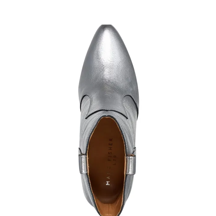 Women Marc Fisher Booties Carissa Heeled Western Bootie Silver