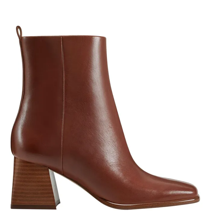 Women Marc Fisher Booties Floria Square Toe Bootie Tan Leather