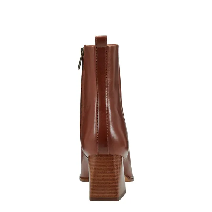 Women Marc Fisher Booties Floria Square Toe Bootie Tan Leather