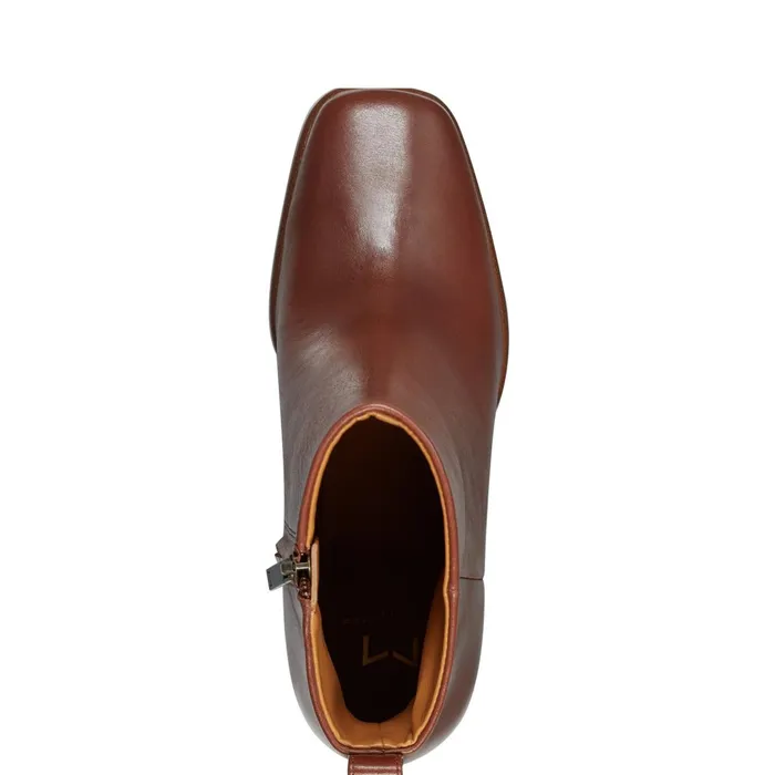 Women Marc Fisher Booties Floria Square Toe Bootie Tan Leather