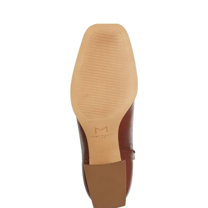 Women Marc Fisher Booties Floria Square Toe Bootie Tan Leather
