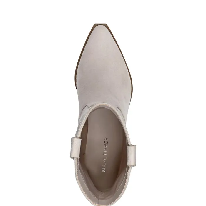 Women Marc Fisher Booties Nonie Western Ankle Bootie Taupe Leather