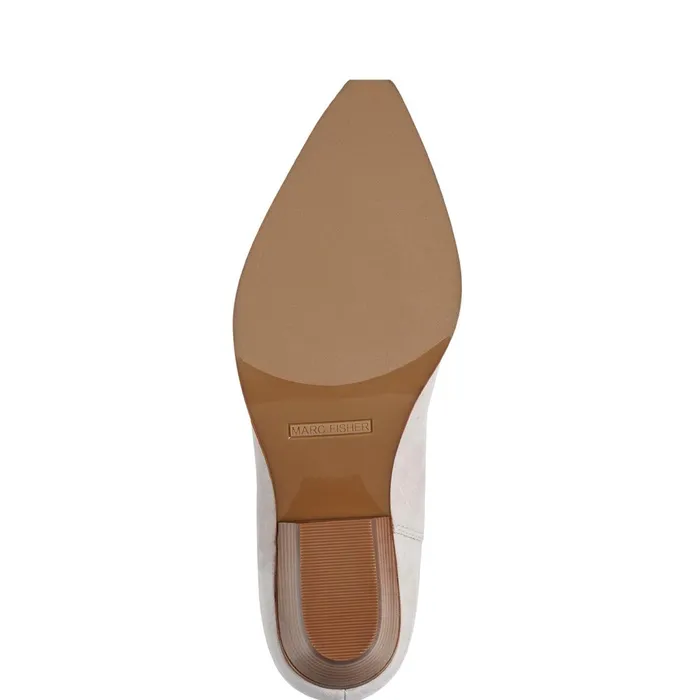 Women Marc Fisher Booties Nonie Western Ankle Bootie Taupe Leather