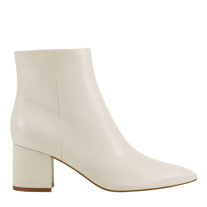 Women Marc Fisher Boots and Booties Jarli Pointy Ankle Bootie Ivory Leather