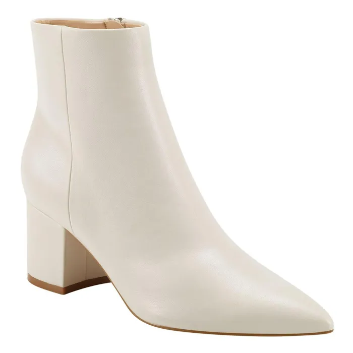 Women Marc Fisher Boots and Booties Jarli Pointy Ankle Bootie Ivory Leather