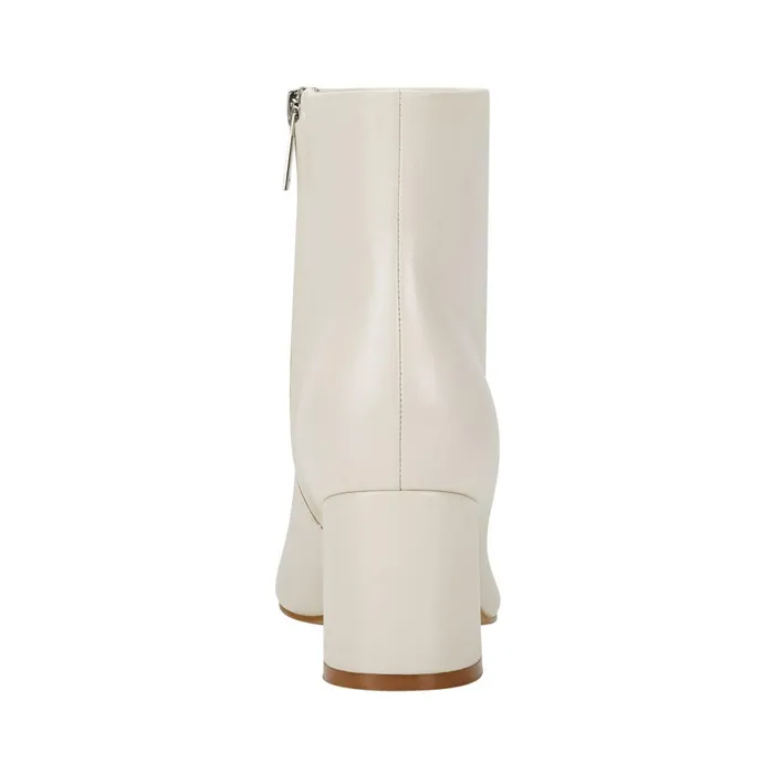 Women Marc Fisher Boots and Booties Jarli Pointy Ankle Bootie Ivory Leather