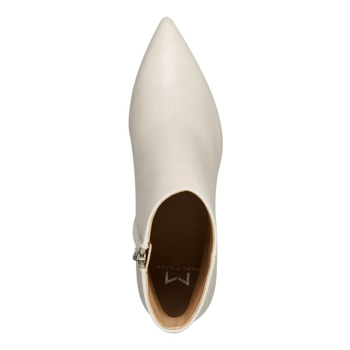Women Marc Fisher Boots and Booties Jarli Pointy Ankle Bootie Ivory Leather