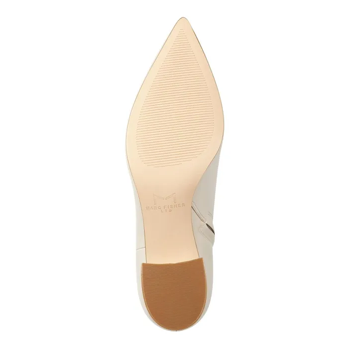 Women Marc Fisher Boots and Booties Jarli Pointy Ankle Bootie Ivory Leather
