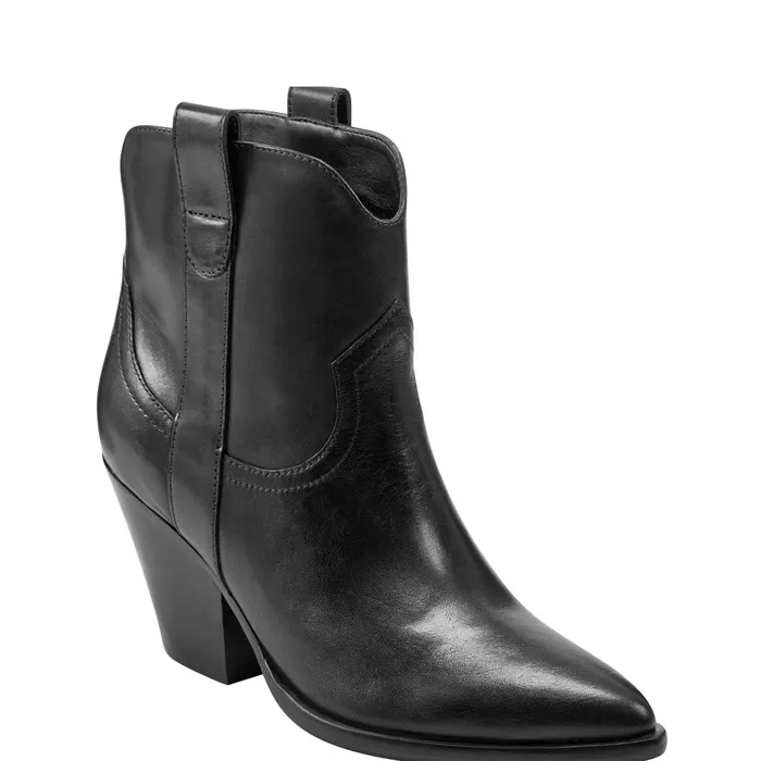 Women Marc Fisher Boots and Booties Marlie Western Bootie Black Leather